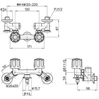 SANEI ツーバルブ洗濯機用混合栓 K1101TVK-1-W 1台 545-4491（直送品）