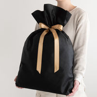 ヘッズ 不織布リボン付ギフトバッグーL/ブラック（10枚）