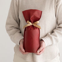 ヘッズ 不織布リボン付ワインバッグ/エンジ 50枚（10枚×5セット）