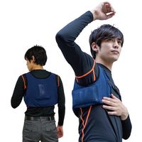 総メッシュクールベスト:メッシュベスト(反射材付)ネイビー+保冷剤8個入+保冷ボックス付 5901F-OK0912OK0911-8 1式（直送品）