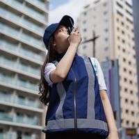 岡潮 空調付き安全ベスト(ウェアのみ)ポリエステル100% 20371 ネイビー4L 20371-4L 1着 535-8983（直送品）