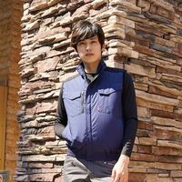 岡潮 空調ベスト(ウェアのみ)日本製生地使用 20221 ネイビー×ブラックS 20221N-S 1着 535-8975（直送品）