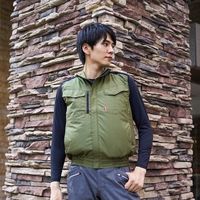 岡潮 空調ベスト(ウェアのみ)日本製生地使用 20226 グリーン×ブラック5L 20226N-5L 1着 535-8951（直送品）