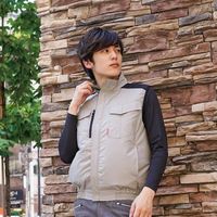 岡潮 空調ベスト(ウェアのみ)日本製生地使用 20225 ライトグレー×ブラックLL 20225N-LL 1着 536-0573（直送品）