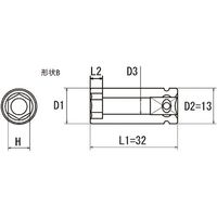 近江精機 近江 差込四角6.35 ショートソケット H10 全長32 OS2B-H10-32 1本 409-7222（直送品）