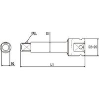 近江 差込四角9.52 アダプターソケット 先端四角12.7 全長37 ボールタイプ OS-3AD-SQ12.7-37BALL 1本（直送品）