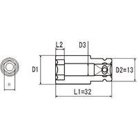 近江精機 近江 差込四角6.35 ショートソケット H8 全長32 OS2B-H8-32 1本 410-0338（直送品）