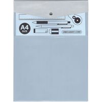 エムプラン ダブルポケット フラットケース A4 サックス&シルバー 112851-74 1個