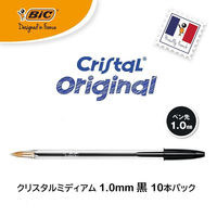 BICジャパン 油性ボールペンキャップ式 クリスタルミディアム 中字 1.0mm CMBLK-10P 1パック(10本)