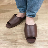 三和 レザー風EVAスリッパ(ブラック) TC3043BLK 1箱(40足)（直送品）