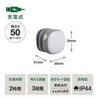 ムサシ 充電式 護衛さんライト チャコールグレー WRC-14CG 1個