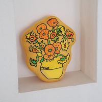 （世界の名作）クッション ひまわり LAKOLE/ラコレ