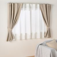 無印良品 花粉をキャッチし熱を通しにくいレースノンプリーツカーテン 幅100×丈103cm用 オフ白 良品計画