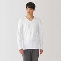 【メンズ】無印良品 紳士 あったか綿 Vネック長袖Tシャツ 紳士S 白 良品計画