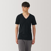 【メンズ】無印良品 紳士 あったか綿 Vネック半袖Tシャツ 紳士XL 黒 良品計画