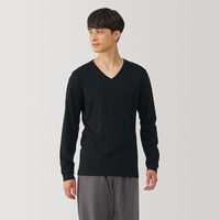 【メンズ】無印良品 紳士 あったか綿 厚手 Vネック長袖Tシャツ 紳士M 黒 良品計画