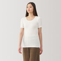 【レディース】無印良品 婦人 あったか綿 半袖Tシャツ 婦人S オフ白 良品計画