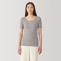 【レディース】無印良品 婦人 あったか綿 半袖Tシャツ 婦人S グレイッシュブラウン 良品計画