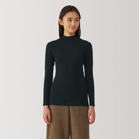 【レディース】無印良品 婦人 あったか綿 ハイネック長袖Tシャツ 婦人S 黒 良品計画