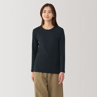 【レディース】無印良品 婦人 あったか綿 厚手 クルーネック長袖Tシャツ 婦人M 黒 良品計画