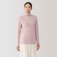 【レディース】無印良品 婦人 あったか綿 厚手 タートルネック長袖Tシャツ 婦人M ライトピンク 良品計画