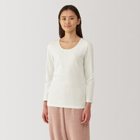 【レディース】無印良品 婦人 あったか綿 厚手 Uネック八分袖Tシャツ 婦人M オフ白 良品計画