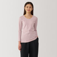 【レディース】無印良品 婦人 あったか綿 厚手 Uネック八分袖Tシャツ 婦人M ライトピンク 良品計画