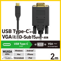 エレコム タイプC変換ケーブル （ USB-C to VGA ） 変換 2m 黒 CAC-CVGA20BK2 1個