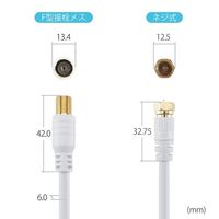 ホーリック アンテナ延長ケーブル 1m ホワイト F型接栓メス/ネジ式コネクタ ACF10-669WH 1本 65-5725-14（直送品）