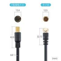 ホーリック アンテナ延長ケーブル 1m ブラック F型接栓メス/ネジ式コネクタ ACF10-670BK 1本 65-5725-15（直送品）