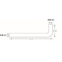 山脇産業 90度曲げパイプ(L型・鉄製・メッキ管) 31.8mm 28.6mm 11-032 1本 64-9727-14（直送品）