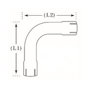 山脇産業 90度曲げパイプ 両側差し込みタイプ(L型・鉄製メッキ管)鉄製クランプ2個付 89.1mm 90.1mm DA-089 1本（直送品）