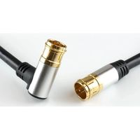 ホーリック アンテナケーブル 2m ブラック アルミヘッド L字差込式/差込式コネクタ AC20-402BK 1本 65-1792-77（直送品）