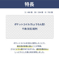【軒先渡し】ルービックJP 千鳥 ポケットマットレス 厚み22cm セミダブル JMX204-SD 1枚（直送品）