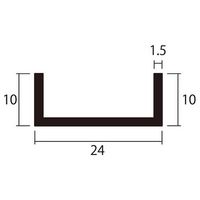 ハイロジック アルミチャンネル 2m 1.5×24×10mm シルバー 2本組 62-4882-58 1組(2本)（直送品）
