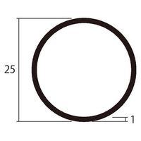 ハイロジック アルミ丸パイプ 2m 1.0×25mm シルバー 2本組 62-4882-89 1組(2本)（直送品）