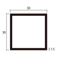 ハイロジック アルミ角パイプ 2m 1.5×30×30mm シルバー 2本組 62-4880-76 1組(2本)（直送品）