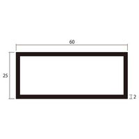 ハイロジック アルミ角パイプ 1m 2.0×25×60mm シルバー 4本組 62-4877-43 1組(4本)（直送品）