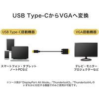 ホーリック USB TypeーC→VGA 変換ケーブル 10m UCVG100-758BB 1本 68-5059-51（直送品）