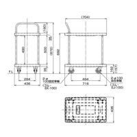 ハマコSS 2段片袖ハンドル樹脂台車(ブレーキ付) KPP-154YB 1台（直送品）