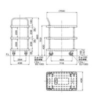 ハマコSS 3段片袖ハンドル樹脂台車(ブレーキ付) KPP-155YB 1台（直送品）