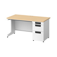 プラス スチールOAデスク フラットライン＋(プラス) 片袖机 メープル天板/ホワイト脚 幅1400×奥行700×高さ720ｍｍ 1台(2梱包)