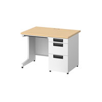 プラス スチールOAデスク フラットライン＋(プラス) 片袖机 メープル天板/ホワイト脚 幅1000×奥行700×高さ720ｍｍ 1台(2梱包)