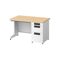 プラス スチールOAデスク フラットライン＋(プラス) 片袖机 メープル天板/ホワイト脚 幅1200×奥行700×高さ720ｍｍ 1台(2梱包)