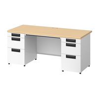 プラス スチールOAデスク フラットライン＋(プラス) 両袖机 メープル天板/ホワイト脚 幅1600×奥行700×高さ720ｍｍ 1台(3梱包)