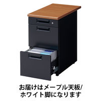 プラス スチールOAデスク フラットライン＋(プラス) 脇机3段 メープル/ホワイト 幅400×奥行700×高さ720mm 1台(2梱包)