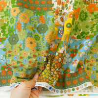 70’s フラワーパッチワーク プリント生地 ピンク系 巾約108cm×3mカット CHU052-1B-3M 1セット(巾約108cm×3（直送品）