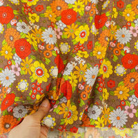 70’s フラワーガーデン プリント生地 ブラウン系 巾約108cm×6mカット CHU052-3E-6M 1セット(巾約108cm×6（直送品）