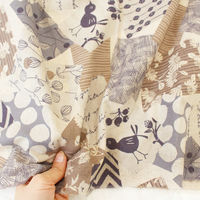 Modern Field モダンフィールド 綿麻プリント パッチワーク風 プリント生地 ブルー 巾約108cm×5mカット IBK99201（直送品）