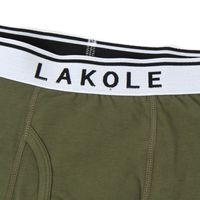 メンズ コットンロゴ無地ボクサーパンツ カーキ L LAKOLE/ラコレ